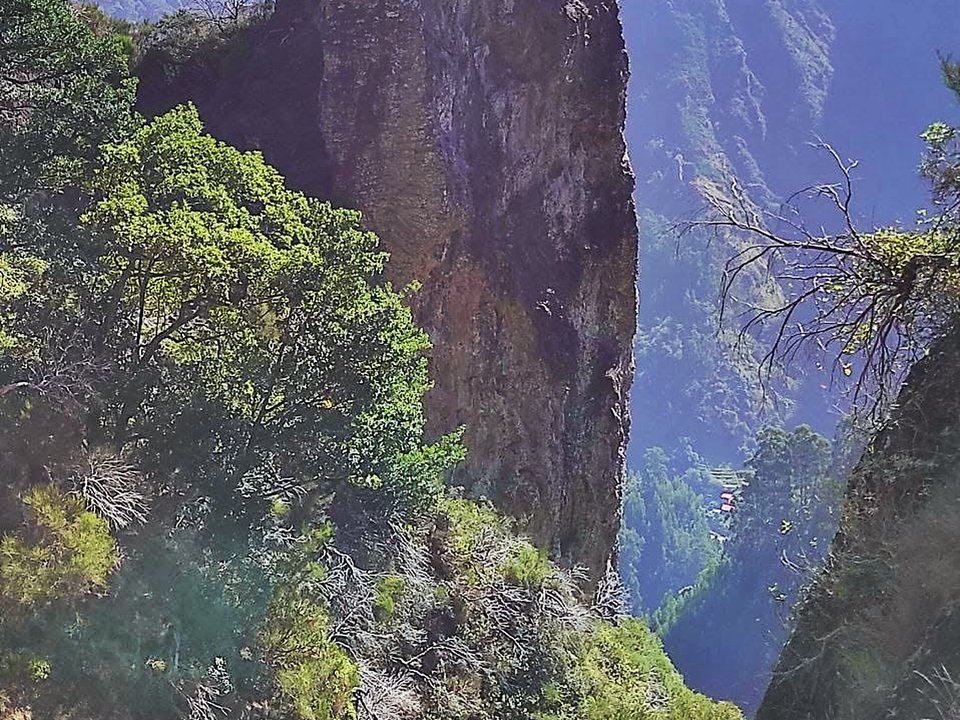 High mountain pass panorama across Curral das Freiras from Boca das Torrinhas