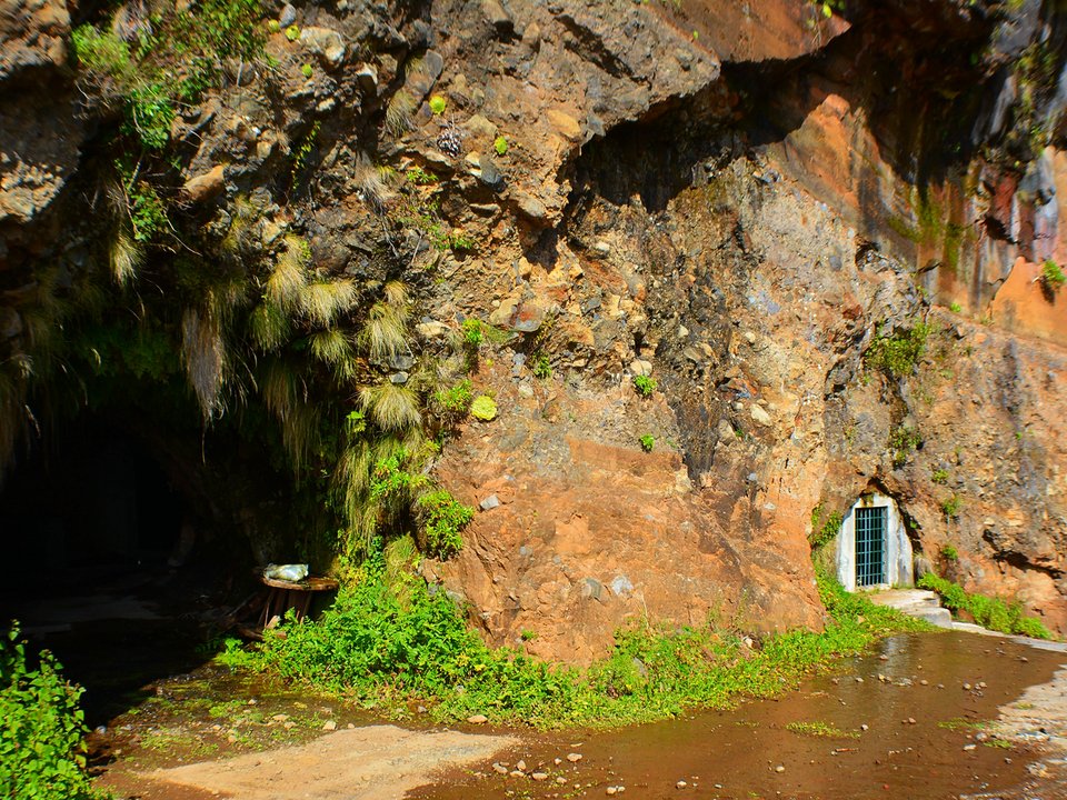 Masonry water channel and inspection path of Levada de Marques Teixeira near Galeria das Rabaças in Ponta do Sol