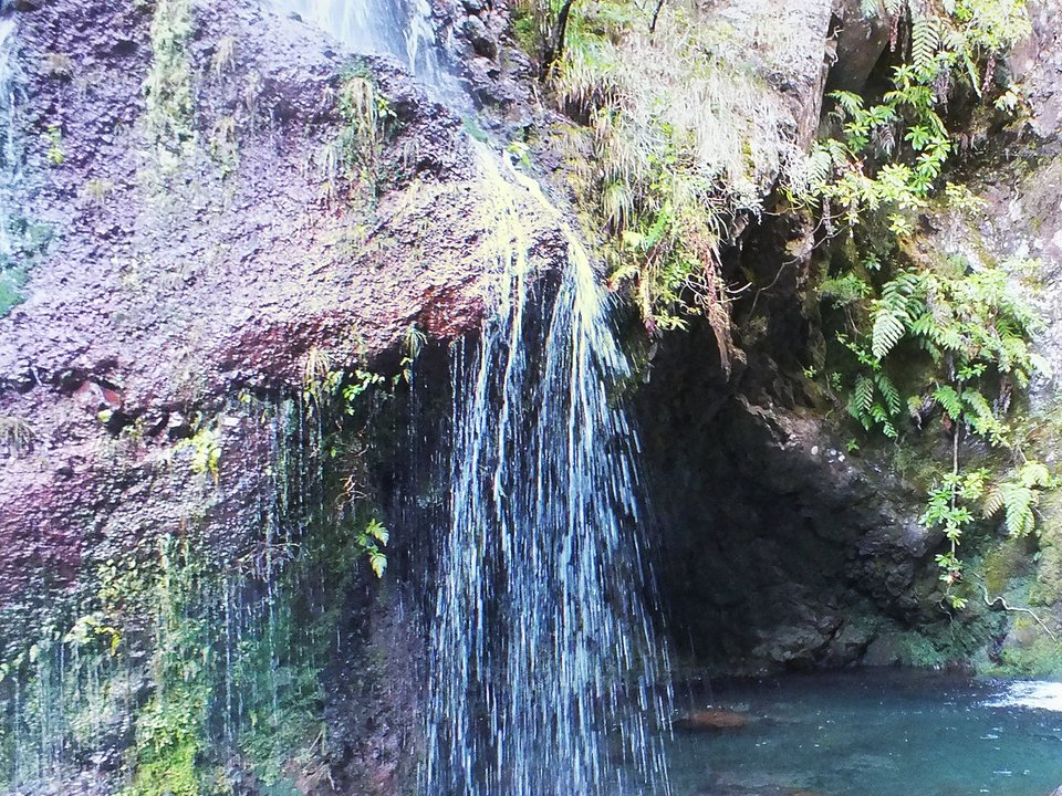 Masonry water channel and inspection path of Levada do Norte — Lanço Norte near Ribeira da Hortelã, Seixal in São Vicente