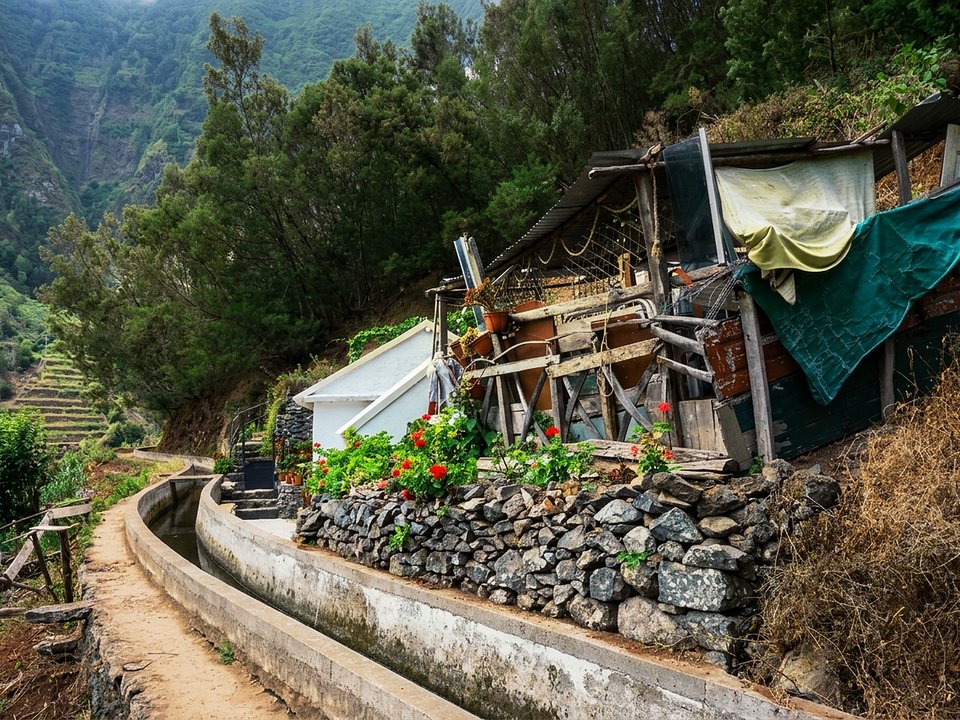 Inspection path and clear waters of Levada do Norte above the southern coast