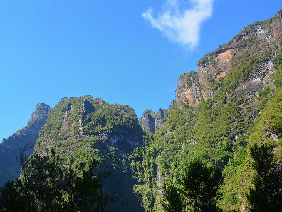 Deep headwaters of the Ribeira Grande (Ribeira de São Jorge) canyon below the Pico Ruivo massif