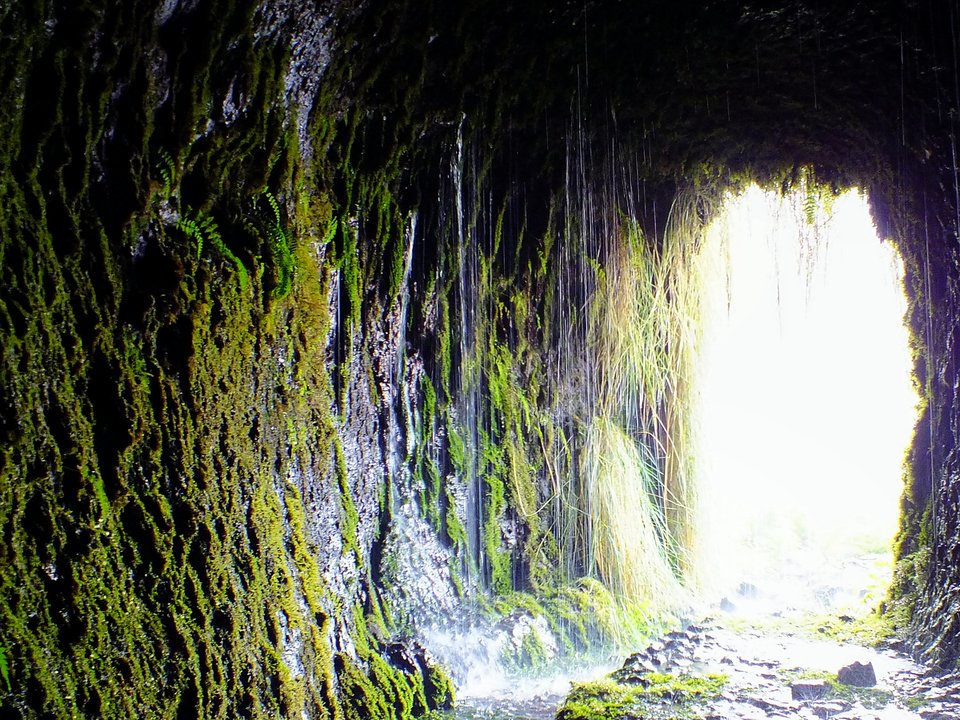 Masonry water channel and inspection path of Levada do Inferno near Ribeira do Inferno (Pico Ruivo do Paúl) in São Vicente