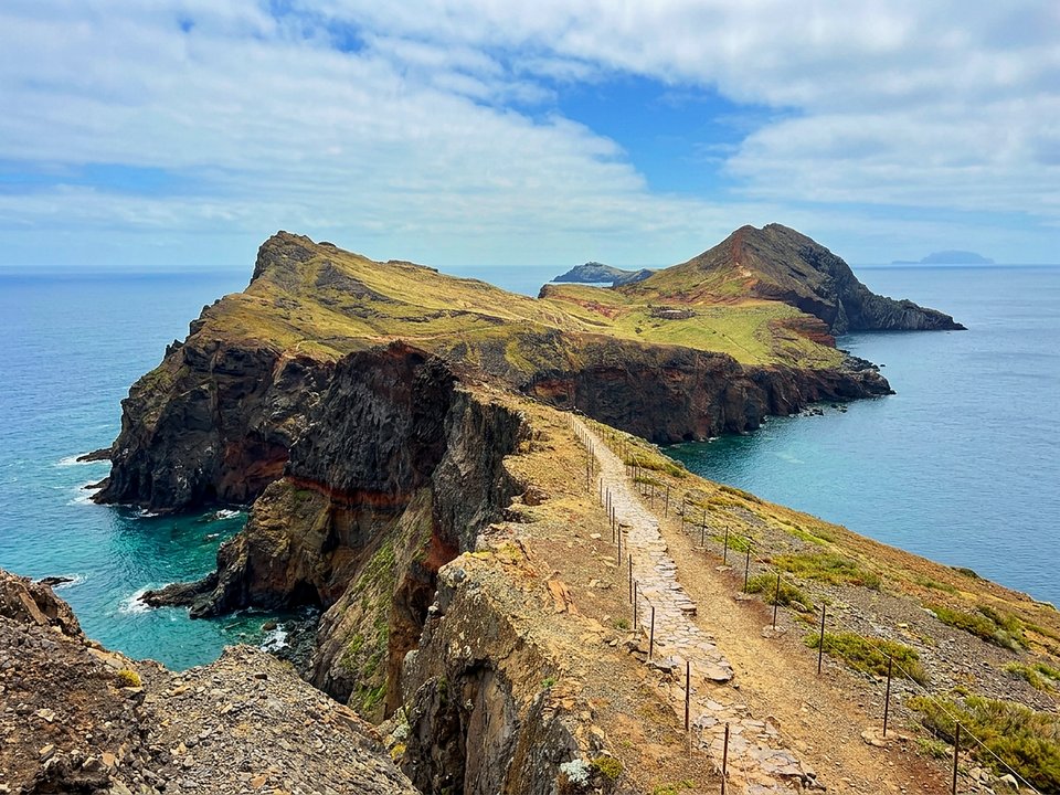 Dramatic coastal cliffs and volcanic sea stacks along PR 8 Ponta de São Lourenço