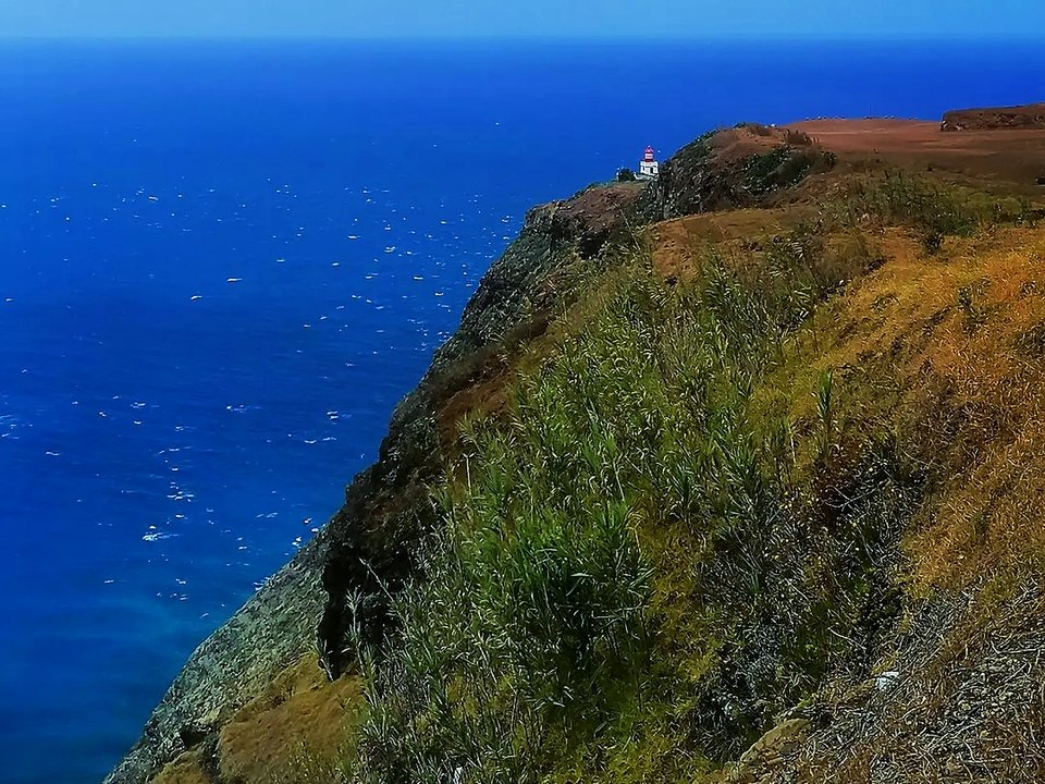 Panoramic ocean vista over the Atlantic and traditional agricultural terraces
