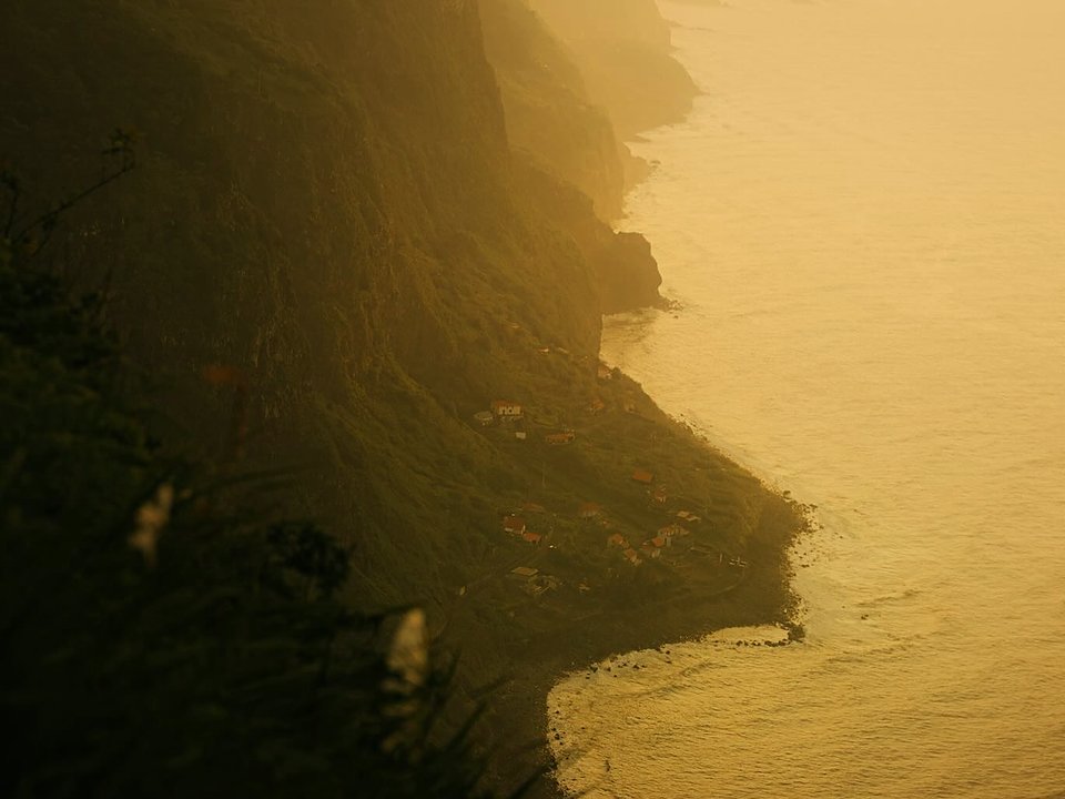 High clifftop lookout and whale-spotting viewpoint overlooking the northern coast of São Jorge