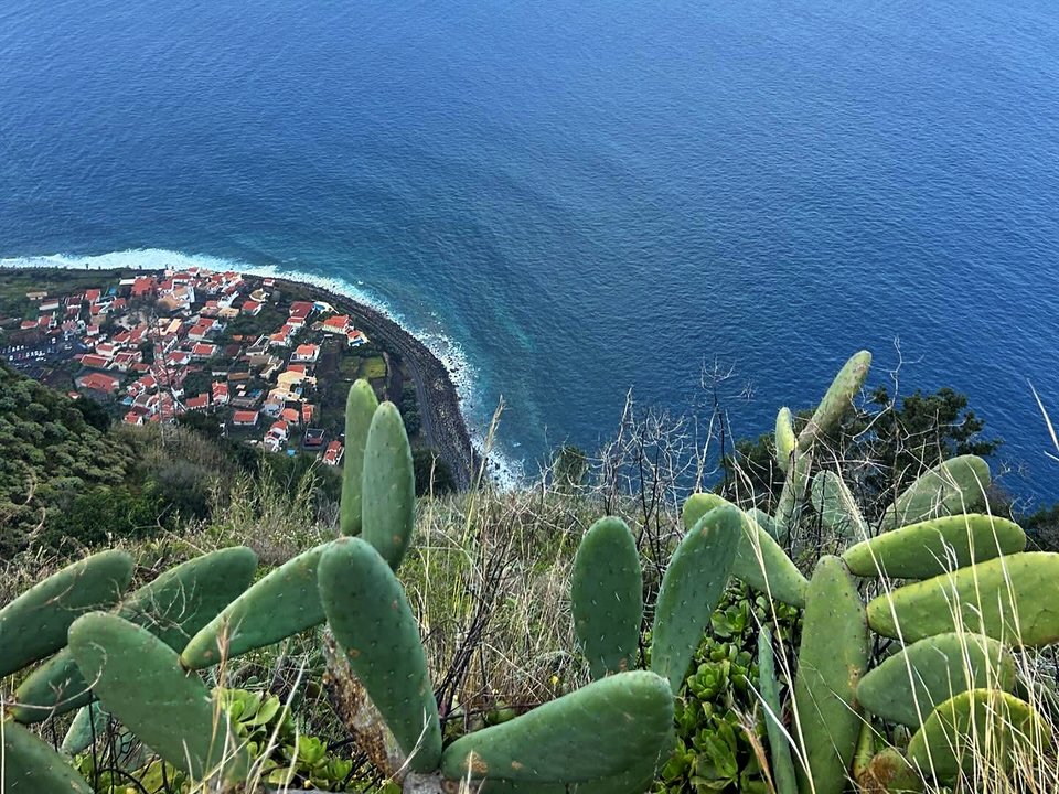 Spectacular coastal panorama overlooking the world-renowned surf village of Jardim do Mar