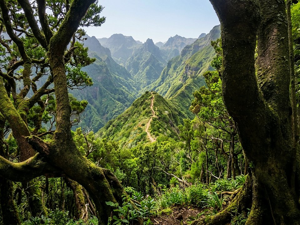 Scenic ridge path offering wide valley panoramas above Ponta Delgada